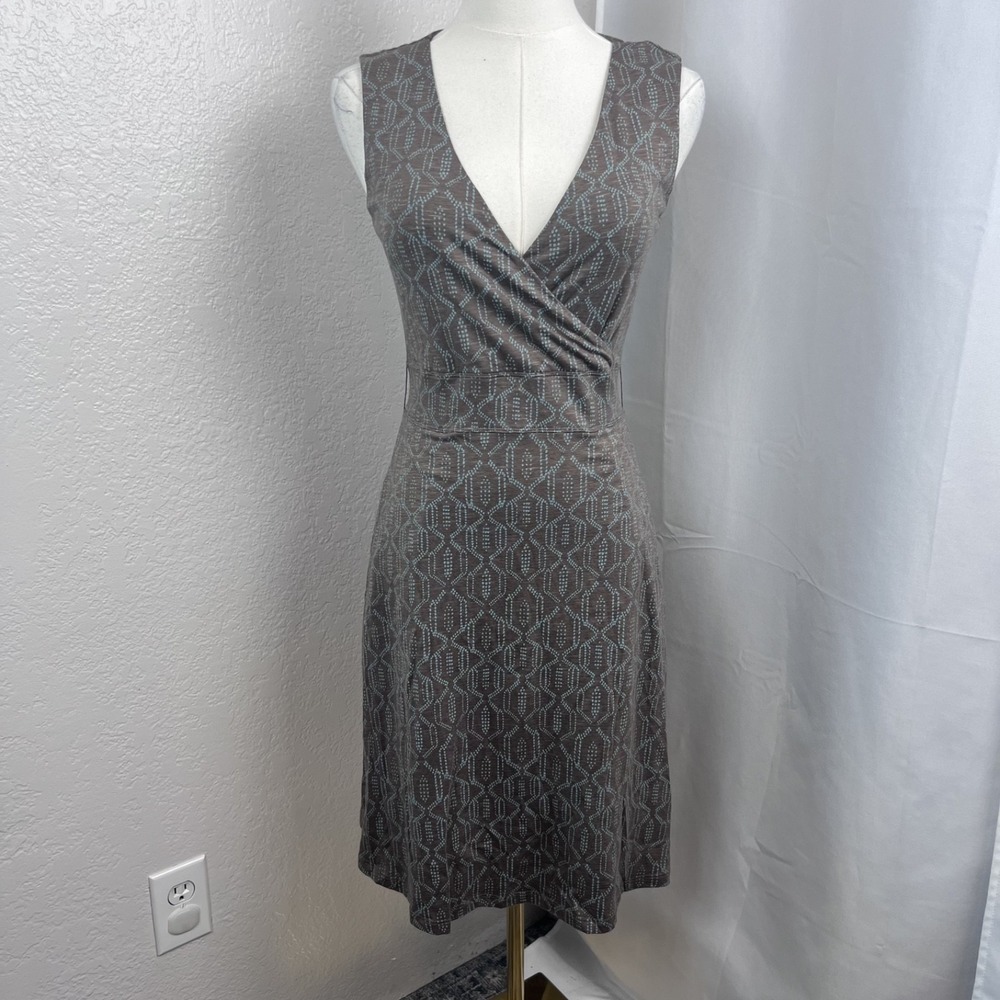 Toad & Co Cue Wrap Dress Womens S Brown Blue Geometric Comfort Earthy Granola